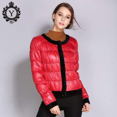 China OEM & ODM Sustainable Female Shorts Lightweight Down Jacket Round Collar Coat With Zipper for sale