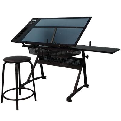 China Adjustable (Height) Contemporary Height Adjustable Flip Glass Top Writing Art Reading Draft Drawing Desk Multifunctional Table up to 80 Degrees for sale