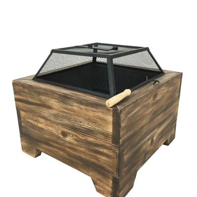 China Garden Wood Burning Fire Pit Wood Texture Finished For Patio for sale