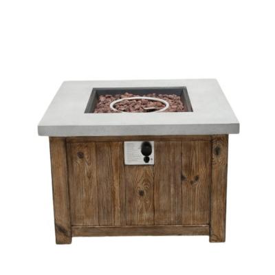 China Garden 36inch Pit Table Square Patio Propane Fire With Texture Look Wood Base for sale