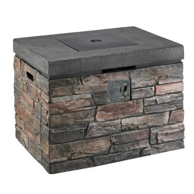 China Outdoor Propane Fire Stocked Pit Table with Cultured Stone Look for sale