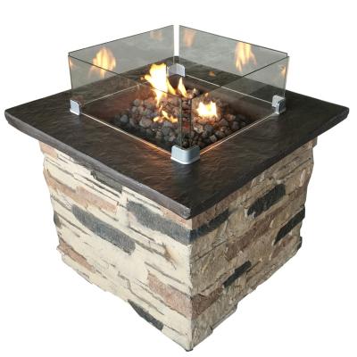 China Garden Pit Table Outdoor Propane Fire Pit Table With Cultured Stone Look for sale