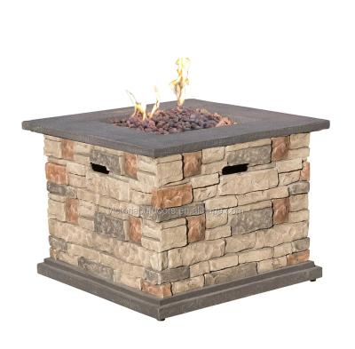 China Garden GRC Pit Table Propane Fire with Cultured Stone Look for sale