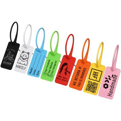 China Custom Recyled Logo Print Label Tag Plastic Seal Personalized Garment Shoe Bag Apparel Tag Label Zip Tie Tags for sale