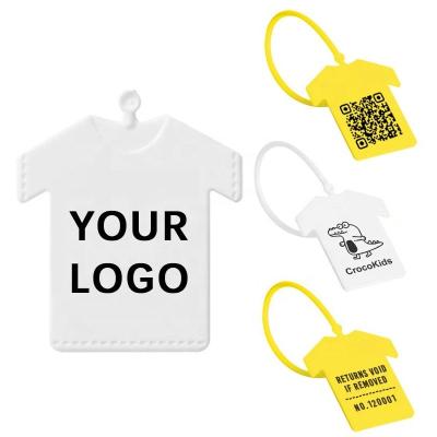 China Recyled Custom Clothing Hang Tags Plastic Security Seal Clothes Garment Label T-shirt Grayish Mark Tags With Logo for sale