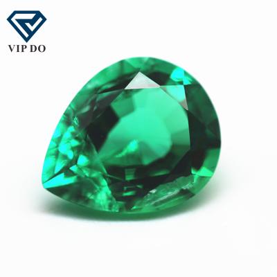 China Sparkle 2.5*4mm-10*14mm Pear Shape Faceted Cut Green Green Color Grow Loose Gemstones Pear Cut Synthetic Lab Created Green Gems for sale