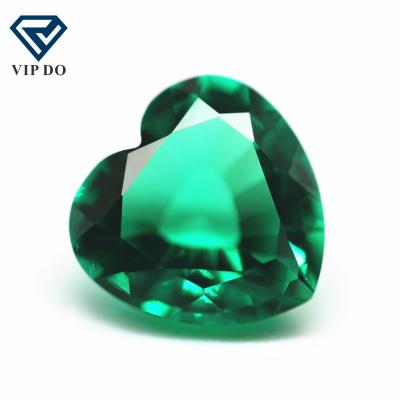 China Sparkle 2.5mm-10mm Heart Faceted Cut Form Green Green Color For Growing Loose Gemstones Synthetic Heart Cut Lab Created Green Gems for sale