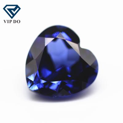 China Sparkle 3.5mm-9mm Heart Faceted Cut Shape Sapphire Color For Growing Loose Gemstones Synthetic Heart Cut Lab Created Blue Sapphire Gems for sale