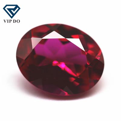 China Shimmer 3*5mm-13*18mm Shape Oval Faceted Cut Red Color Grow Loose Gemstones Synthetic Oval Cut Lab Created Red Gemstones for sale