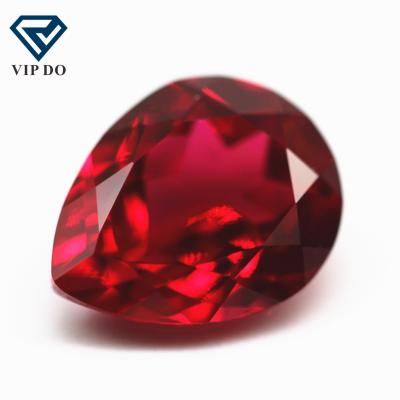 China Sparkle 5*7mm-12*16mm Pear Faceted Shape Ruby Cut Color Grow Synthetic Loose Gemstones Pear Cut Lab Created Red Red Gemstones for sale