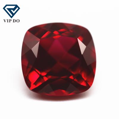 China Sparkle 6.5*6.5-9*9mm Cushion Faceted Shape Ruby Cut Color Grow Synthetic Loose Gemstones Cushion Cut Lab Created Red Red Gemstone for sale