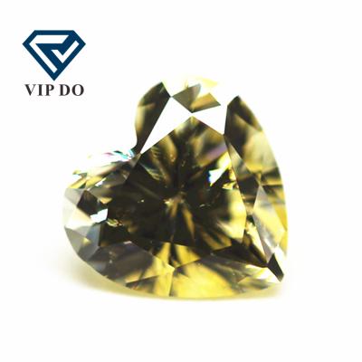 China Color Game or Fire Grade 9A Heart Faceted Cut Color Light Weight Golden Yellow High Carbon Diamond Loose Gemstones Synthetic Zircon Gems for sale