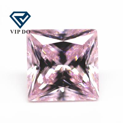 China Color Game or Fire 9A Grade Square Princess Cut Light Pink High Carbon Diamond Loose Shape Color Zircon Gemstones Synthetic Gems for sale