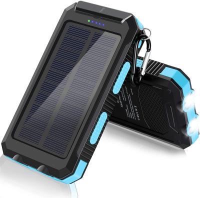 China Portable Waterproof Mobile Charger Solar Power Bank 20000 Mah Double Usb High Capacity New Solar Power Charging Solar Panel Cell Phone Bank for sale