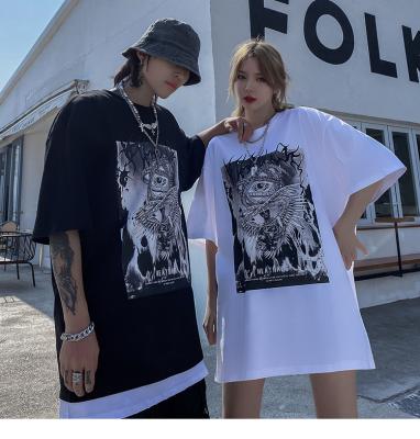 China Viable Hip Hop Harajuku Graphic Printed T Shirts Oversized T-Shirt Short Sleeve Cotton Loose Fit Big Tall Tee Cotton Men's T-Shirt for sale