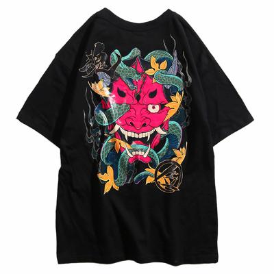 China Viable Hip Hop Streetwear Harajuku Snake Ghost Men's T-shirt Cotton Short Sleeve Mens Clothing Fit Big Loose Tee Tops Custom Graphics for sale