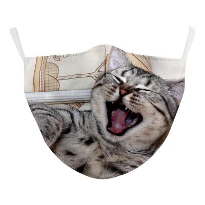 China Cute Cloth Cat Printing Mask Cotton Dustproof Mouth Mask Washable Reusable Face Mask for sale