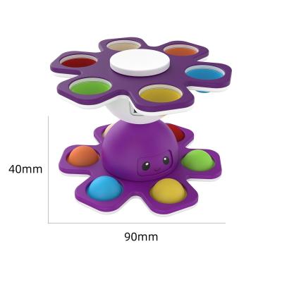 China Travel Relaxing Octopus Double Sided Face Change Reversible Wiggle Person Toys Flip Push Pop Bubble Octopus Fingertip Spinners for sale