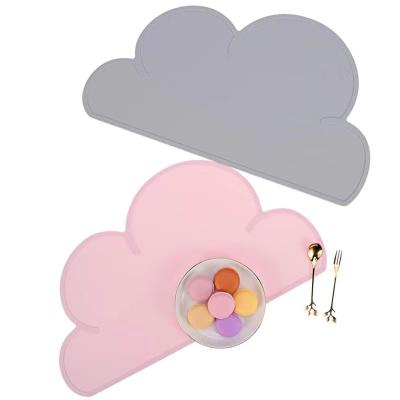 China Wholesale Viable Nordic Style Silicone Cloud Shaped Portable Baby Food Free Mat Non-slip Kids Place Mat Washable Table Mat for sale