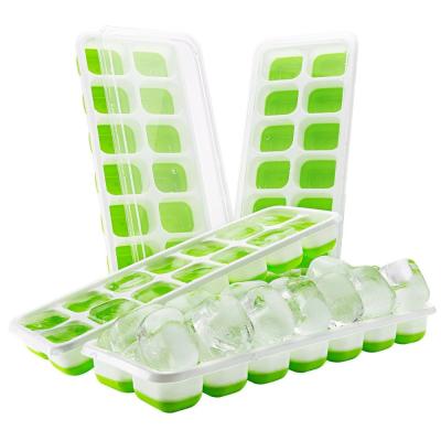 China Viable Wholesale Best Selling Amazon Bar Ice Mold Creative 14 Holes Ice Tray With Cover Food Grade Silicone Whiskey Square Ice Tray for sale