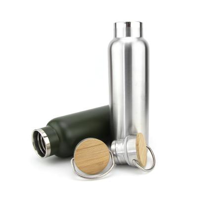 China 2021 Custom Outdoor PORTABLE Keep Cold Bottle 25OZ Portable Water Cup Stainless Steel Double Insulated Thermos Flasks With Bamboo Cover for sale