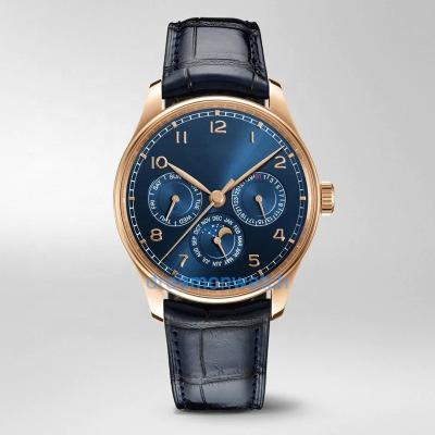 China Multi Functional OEM Automatic Moon Phase Perpetual Date 316L Stainless Steel Luxury Leather Watch Water Resistant for sale