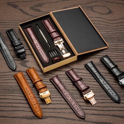 China Huawei watch gt2 pro watchband butterfly leather genuine leather clasp including wooden box and tools for sale