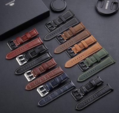 China Luxury Genuine Leather Mens Leather Watch Strap 20mm 22mm 24mm 26mm Watch Bands for sale