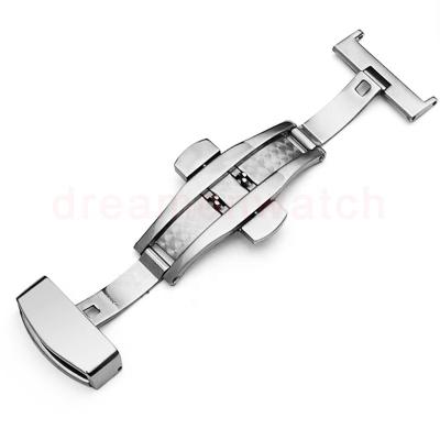 China 316L Stainless Steel 12mm - 22mm 316L Stainless Steel Automatic Open Press Butterfly Clasp For Leather Strap for sale