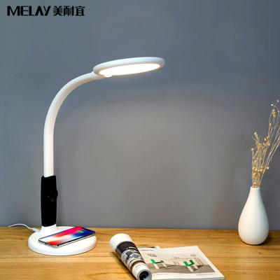 China Contemporary Modern Dimming Blue Light RA>92 Eye Care CCT LED Brightness Dimmable Swing Arm Desk Lamp Table Lamp With Wireless Charger for sale