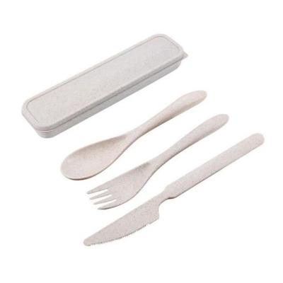 China Disposable Eco-Friendly Biodegradable Eco-Friendly Straw Cutlery Set Wheat Straw Cutlery Material Detachable Set for sale