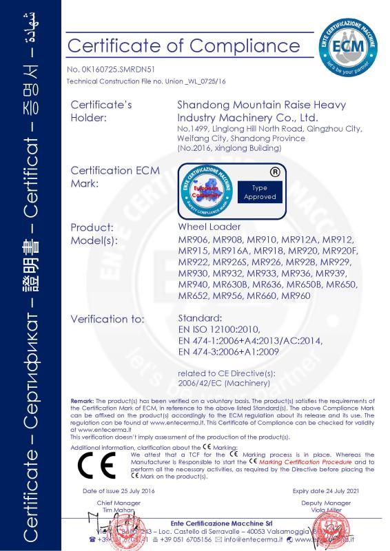 CE - Shandong Mountain Raise Industry And Trade Co., Ltd.