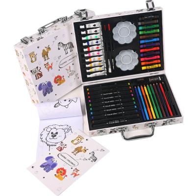 China Drawing 001 New Children's Drawing Template Colors Paper Box Wooden Marker Pen Art Coloring Set for sale