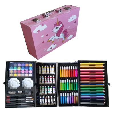 China 145PCS School Paper Box Double Layer Coloring Art Drawing Set for sale