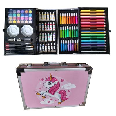 China 145PCS School Aluminum Kids Oil Pencil Marker Watercolor Pastel Cakes Drawing Art Paint Brush Art Coloring Set for sale