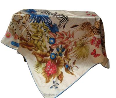 China Real Lady's Square Silk Printing China Silk Scarf for sale