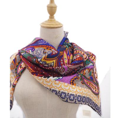 China New Arrivals Square Luxury Twill 90x90 Silk Scarf for sale