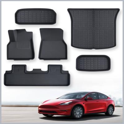 China Tray Trunk Interior Accessories All Rear Weather Cargo Adjustment Strip Car Floor Anti-skidding Custom Mats For Tesla Model Y 5-Seat 2021 2022 2023 for sale