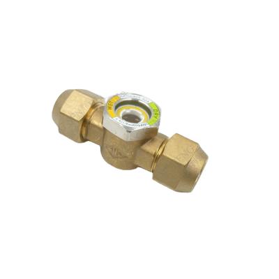 China Low MOQ Refrigeration Air Conditioning Refrigeration Parts Brass Sight Glass with Nuts. easy-to-see clear window for sale