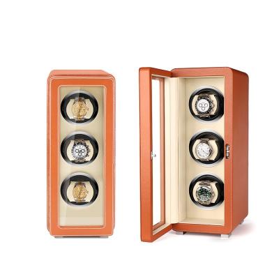 China 2021 Luxury Leather Automatic Watch Winder Driklux Logo High Gloss Triple Watch Wooden Case Handmade Custom Luxury Box for sale