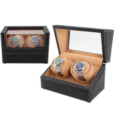 China Driklux New Double Logo Watch 2 Box Luxury Leather Watch Case Winder Turning Wood Handmade Custom Storage for sale