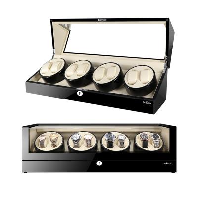 China Watch Winder for Custom Logo 8 Automatic Watches Driklux High Gloss Wood Leather New Private Luxury Eight Drawer Box Winder Watch Storage Case for sale