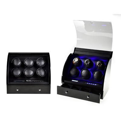 China Handmade High End Watch Winder, 6 Watch For Automatic Watches With Super Quiet Motor, Blue LED Light for sale