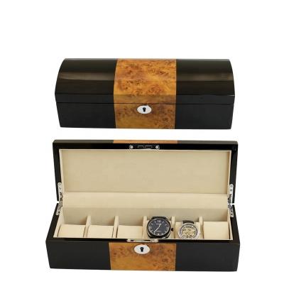 China Driklux Watch Parts Handmade Brown Custom Collector Box Luxury Wooden Acrylic Packaging Box 6 Watch Case for sale