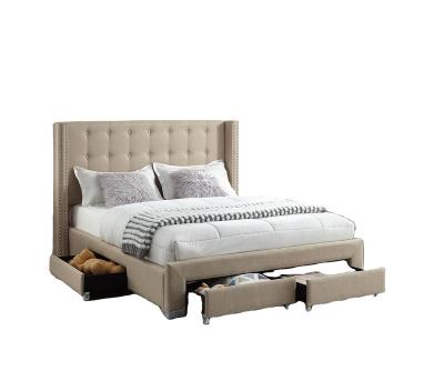 China Storage New Professional Canvas Upholstered Bed With Drawer Velvet Drawer Bed Button for sale