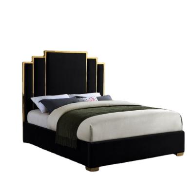 China Luxury High Quality Storage Bed Furniture Upholstery Fabric Bed Gold Steel Velvet for sale