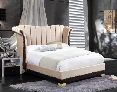 China High Quality Wholesale Cheap Modern Storage Velvet Bed Upholster With Gold Arms for sale