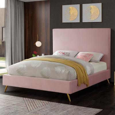 China Luxury French Style Storage Bed Design Bedroom Furniture Sets Leather King Size Bed Frame With High Headboard for sale