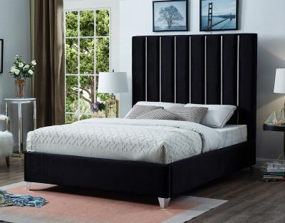 China Good Quality Luxury Black Upholstered King Size Bed Steel Good Storage Hot Selling Price for sale