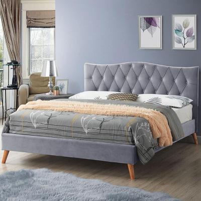 China China Manufacture Competitive Price Luxury Beige Upholstered Storage Platform Bed Frame for sale